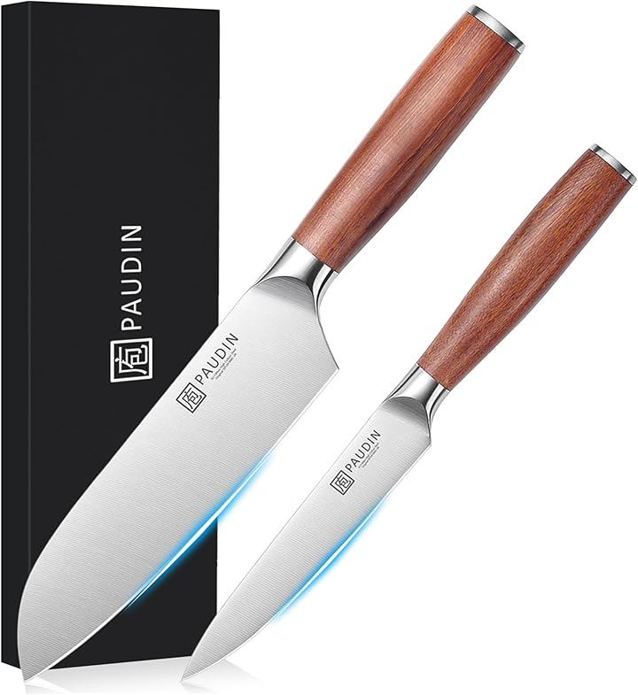 包丁セット 三徳包丁・ペティナイフ2本セット 天然木ハンドル 両刃包丁 5Cr15Mov ステンレス製 防錆 切れ味長い 肉切り・ 父の日 贈り物(シルバー, 175mm/130mm) 5,191円