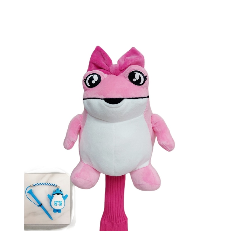 [ティーポット2セット付き] 進路核インサテムオリジナルピンクヒキガエルゴルフドライバーカバー42cm人形