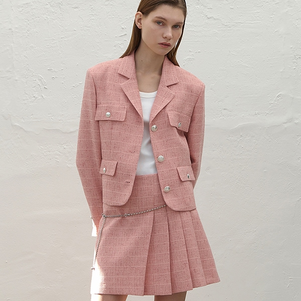 (JK-2927)RIVIERA TWEED TAILORED SET-UP JACKET