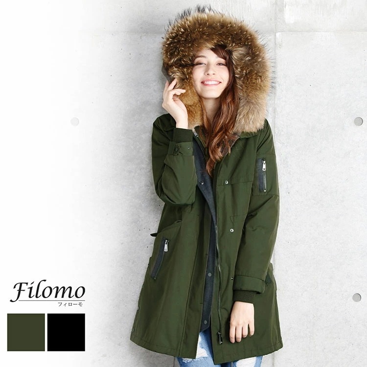[Filomo]モッズコートファーフード付き