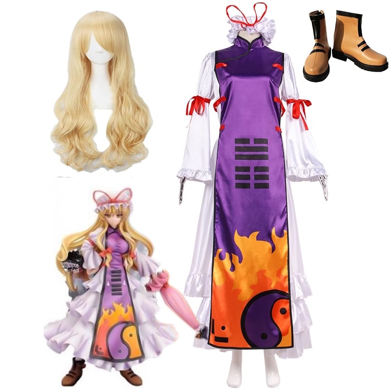 wusuobic[迅速な出荷]十六夜咲夜 東方Project 八雲紫 やくもゆかり 東方妖々夢 コスプレ 衣装 ウィッグ 靴 追加可 コスプレ衣装 クリスマス ハロウィン 忘年会