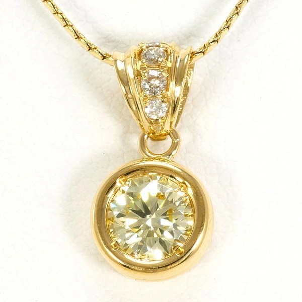 K18 18金 YG ネックレス イエローダイヤ 0.50 VVS2 鑑定書 ジュエリー 中古