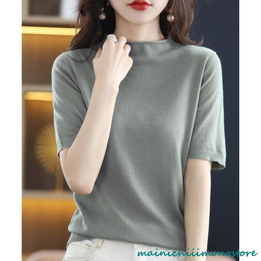 サマーニット レディース 半袖ニットソー