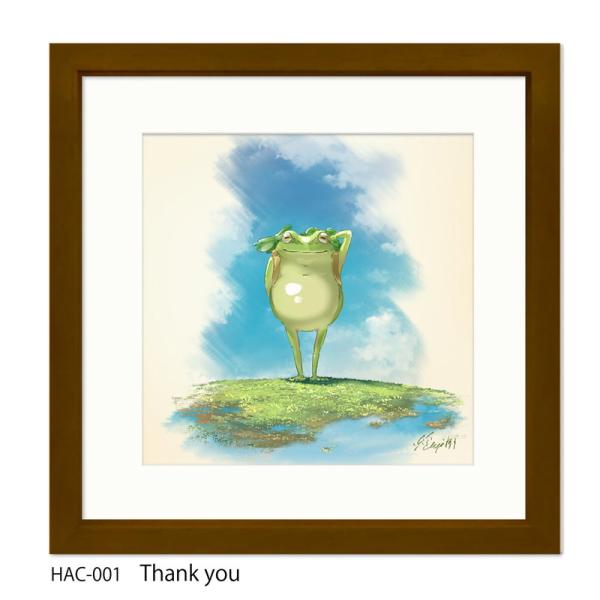 ファブリックパネル アートフレーム カエル ファンタジー 壁掛け ウォールデコレーション まんぷくスタジオはち公式 直筆サイン 525x525mm