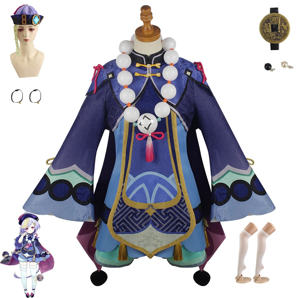 オリジナル神Qiqiコスプレ服ゾンビ冷凍アニメ衣装フルセットかわいいロリQiqiコスプレ服