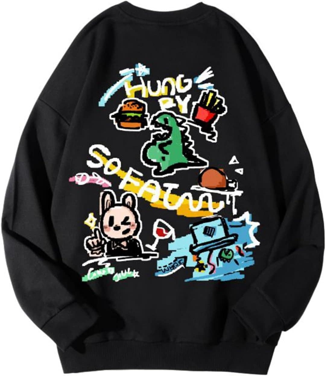 長袖パーカー XS 恐竜柄 ウザギ フルオーバー メンズ プリント コットン100% 丸首 小さめ フードなし レディース 春秋用 吸汗 ヒップホップ 個性的 服 かわいい ユニセックス ルームウェア