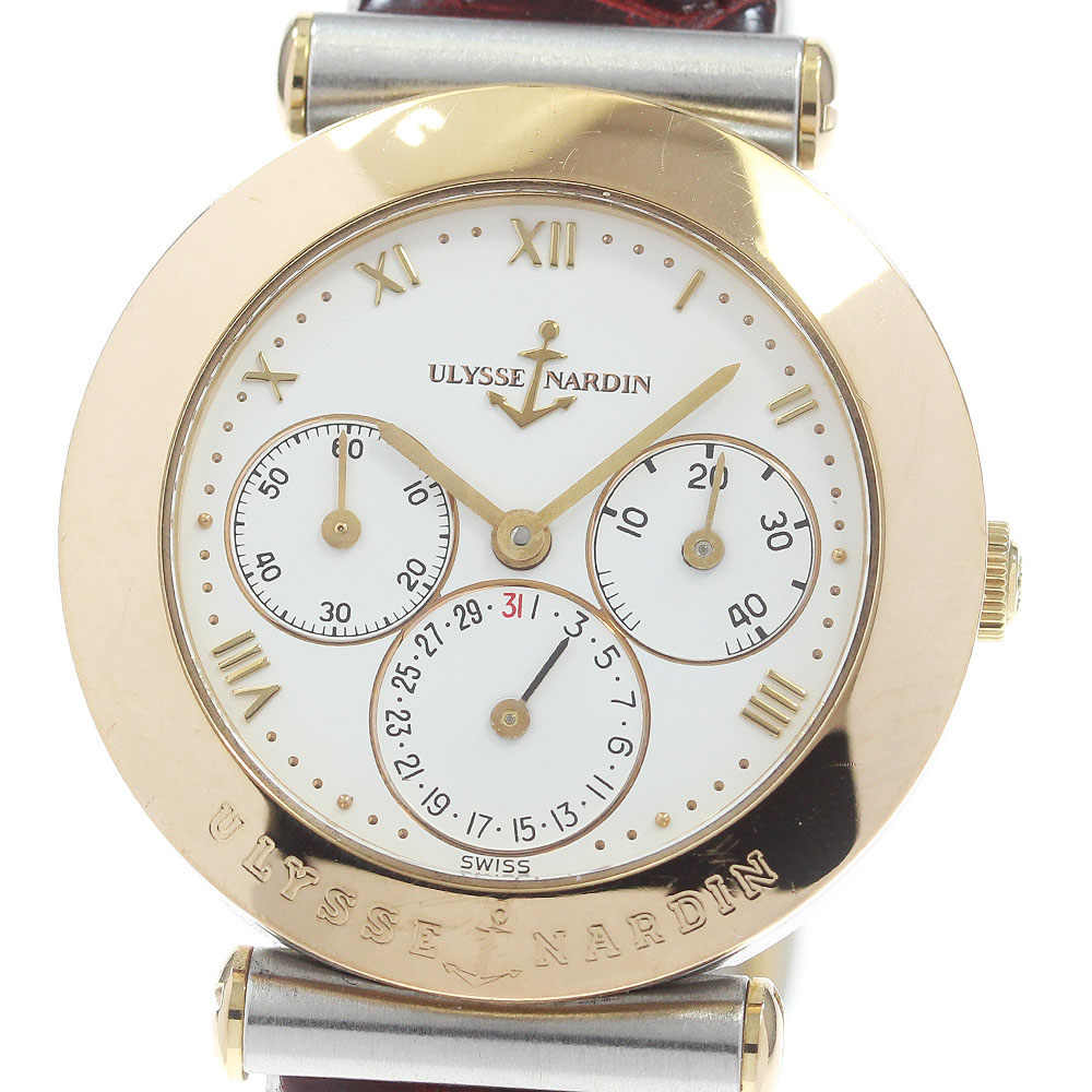 ユリス・ナルダン Ulysse Nardin 175-22 ニュートンレディー パワーリザーブ YGベゼル 自動巻き レディース _866740【中古】