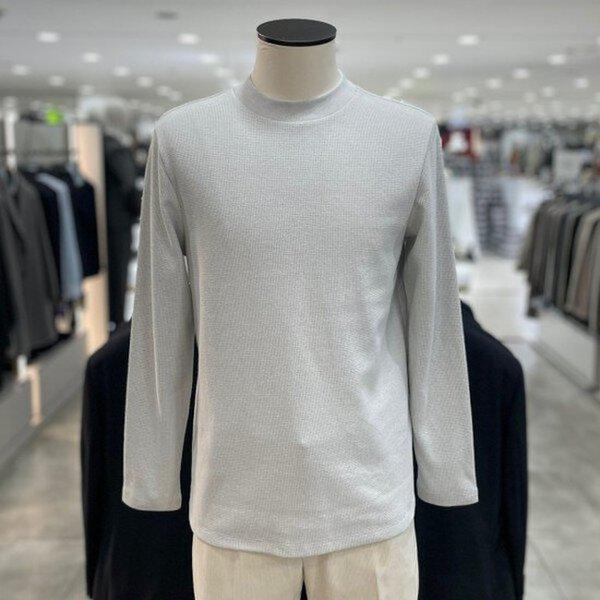 ワッフル組織モックネックラウンドTシャツ_ABE4TR1103_LMT_DG