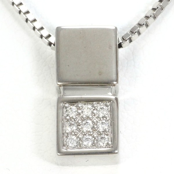 K18 18金 WG ホワイトゴールド ネックレス ダイヤ カード鑑別書 ジュエリー 中古