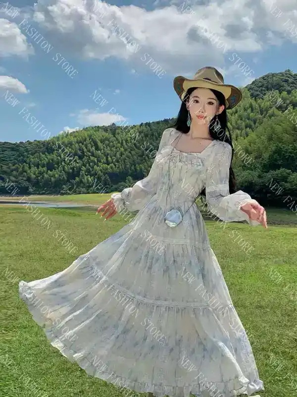 ドレスプリンセスポンポンリゾート風ロングドレス-33