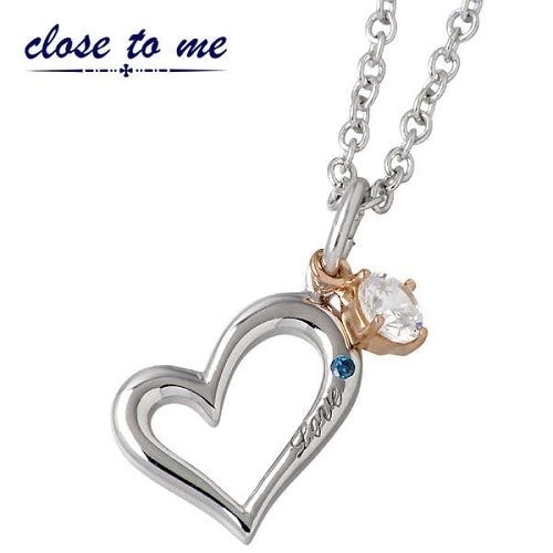 クロストゥーミー close to me ブルーダイヤモンドオープンハート シルバー ネックレス