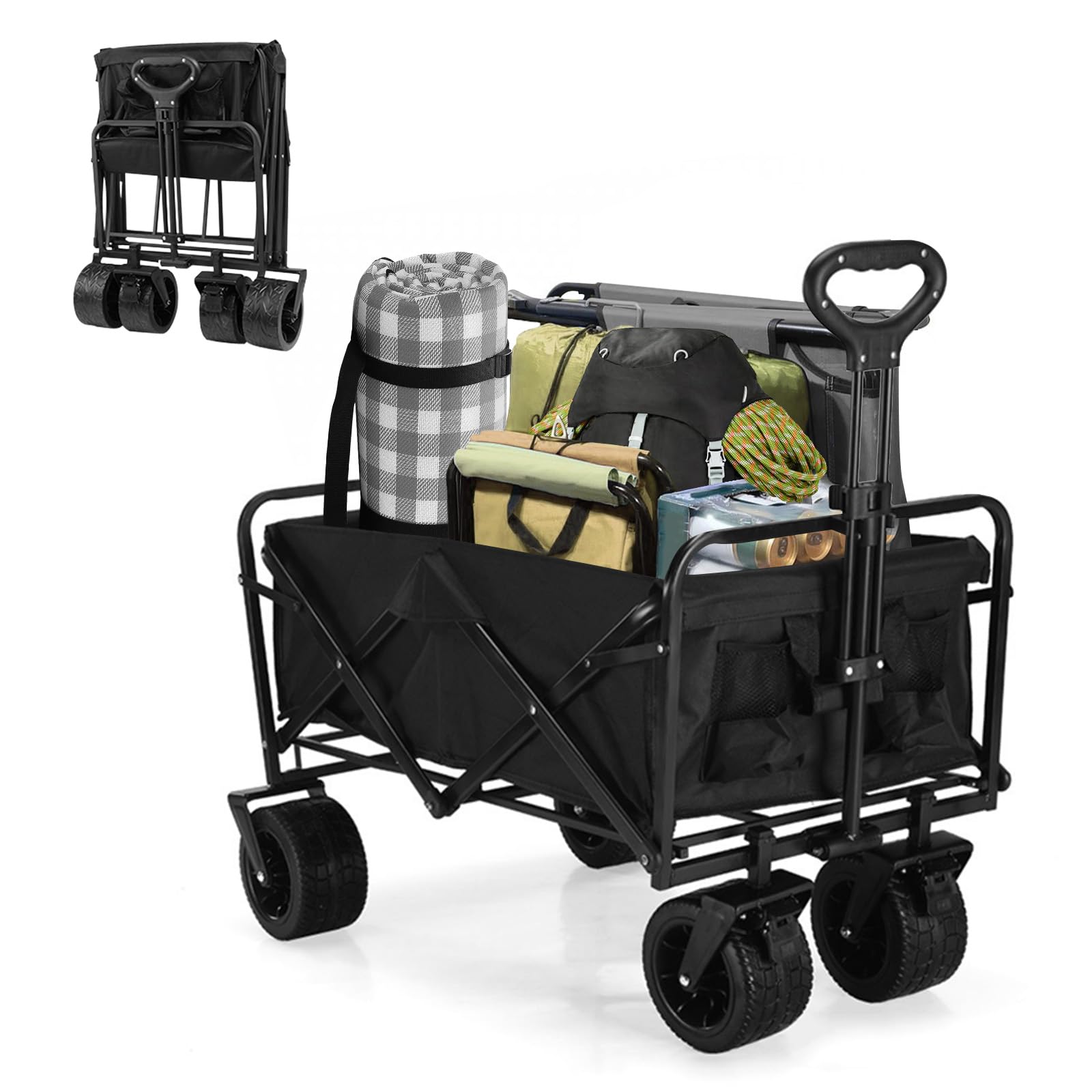 ANDWINT キャリーワゴン 大容量180L 耐荷重300kg アウトドアワゴン 特大タイヤ 折りたたみ式 キャリーカート 組立不要 ショッピングカート 台車 BBQ 運動会 買い物 引越し 釣りな 8,309円