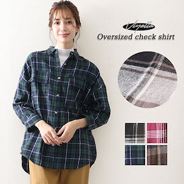 オーバーサイズビエラチェックシャツレディース トップス シャツ チェックシャツ 羽織 アウター ビエラ ネル チェック 長め ロング ビッグシルエット オーバーサイズ 厚手 カジュアル (u3) ow