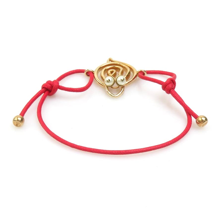 クリスチャンディオール Christian Dior ブレスレット メタル/ナイロン レッド×ゴールド ユニセックス 56276a