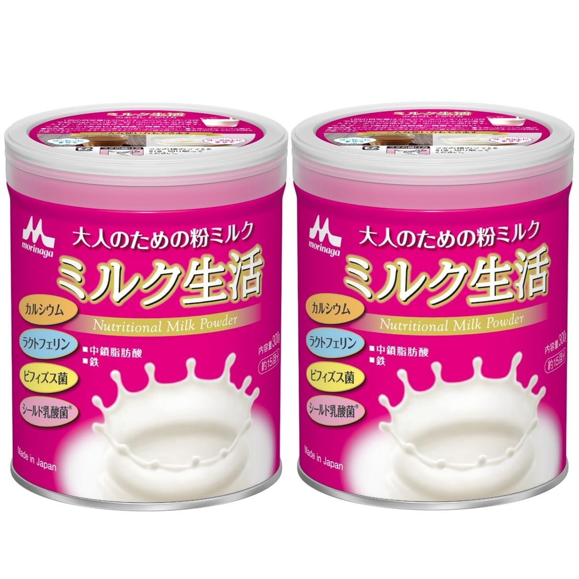 【Amazon.co.jp限定】 森永乳業 大人のための粉ミルク ミルク生活 300g×2缶セット [約30回分] 栄養補助食品 健康サポート6大成分
