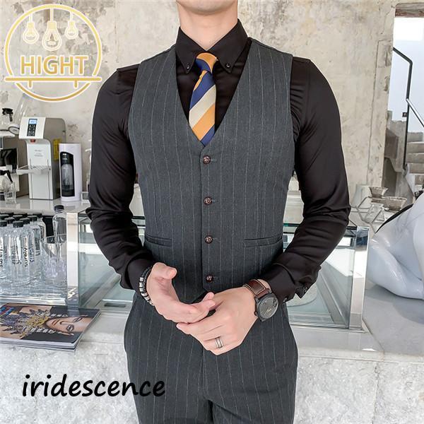 スリム ベスト テーラードベスト ジレベスト 発表会 フォーマル 前開き スーツベスト チョッキ 紳士服 結婚式 メンズ ビジネス ストライプその他メンズファッションセットアップ