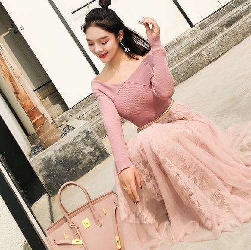 2190.Vネック トップス(ピンク)