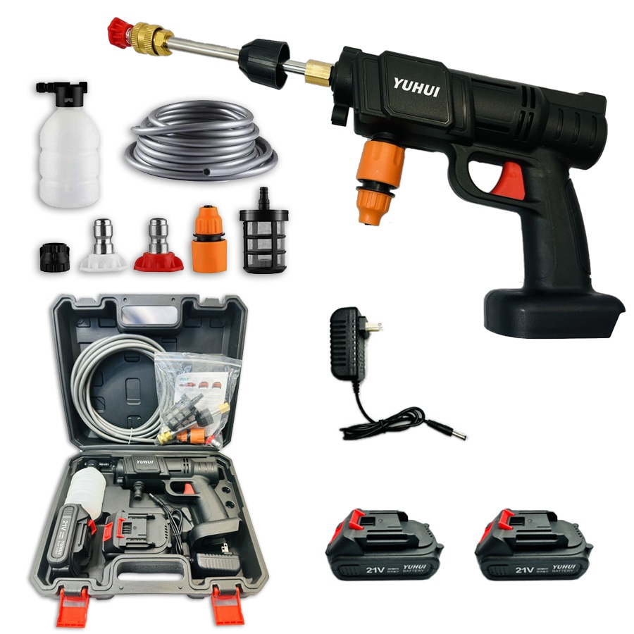 高圧洗浄機 充電式 コードレス バッテリー2個付き充電器1個 吐出圧力2.4Mpa 強力噴射 洗車 大掃除