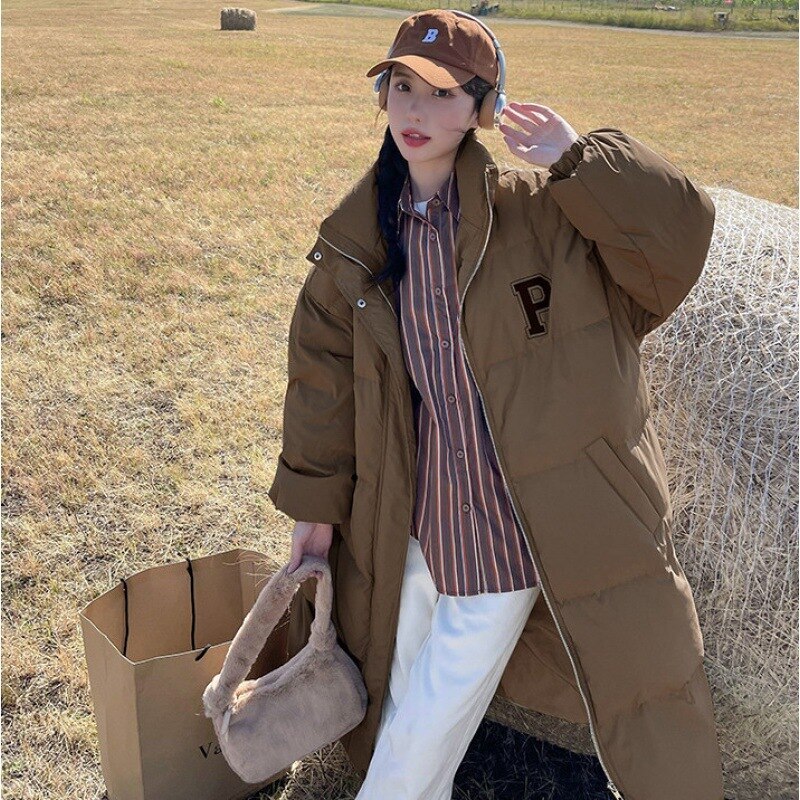 冬アウター秋冬保温 ロング丈百掛け ゆったり中綿コート 流行り 着痩せ 5colorsセミロング丈コートキルティングアウター