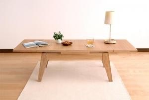 【国産】 ローテーブル 80-130cm おしゃれ 伸縮 ワイドに広がる伸長式天然木 リビングテーブル テーブル