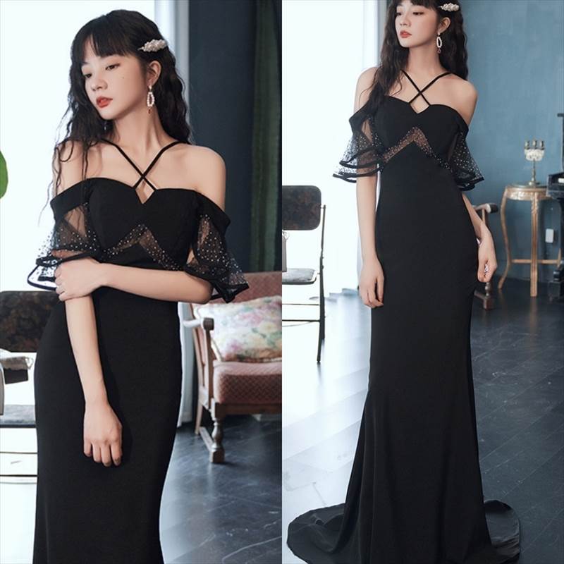 ロング ドレス パーティードレス オフショル マーメイド 個性的 袖なし 黒 かわいい 結婚式 二次会 お呼ばれ フォーマル 演奏会 ピアノ 発表会 ドレス ワンピース 大人 かっこいい タイト セク