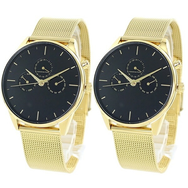 クリスチャンポール ペア ウォッチ 結婚祝い 夫婦 友達 カップルプレゼント 腕時計 手表 メンズ レディース カレンダー ゴールド ブレスレット 時計 誕生日プレゼント ポイント消化