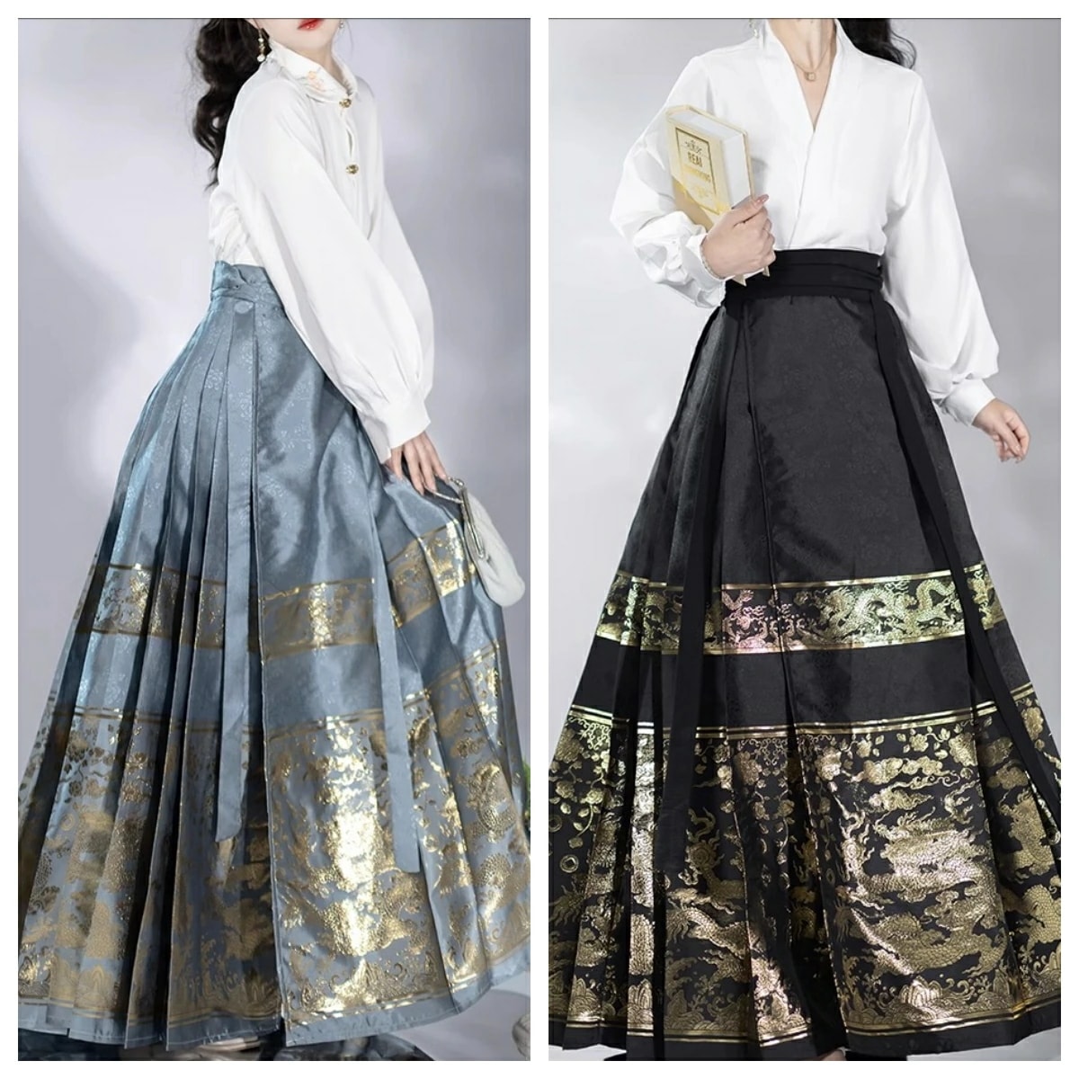 フレアスカート プリーツスカート ロングスカート プリント柄 明制漢服 中華古代服 唐装 古典美人服 舞台衣装 ステージ衣装 中華服 チャイナ服 中華 チャイナ 華流衣装 チャイナドレス イベント