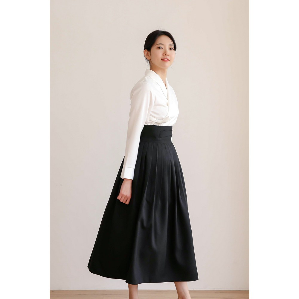 生活韓服チャランブラックライフハンボックウエストスカート(単品)