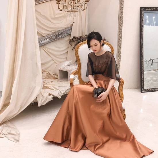 パーティードレス 結婚式 お呼ばれ 演奏会 フォーマル ドレス ロング ケープ風 エレガント おしゃれ 20代 30代 40代 二の腕カバー Aライン フレア きれいめ 二次会 個性的 大人