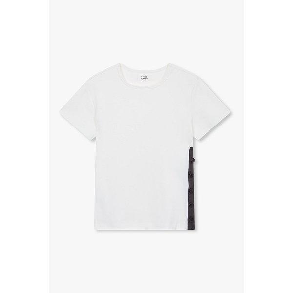 ボタンディテール リブ 半袖Tシャツ 9106222205002