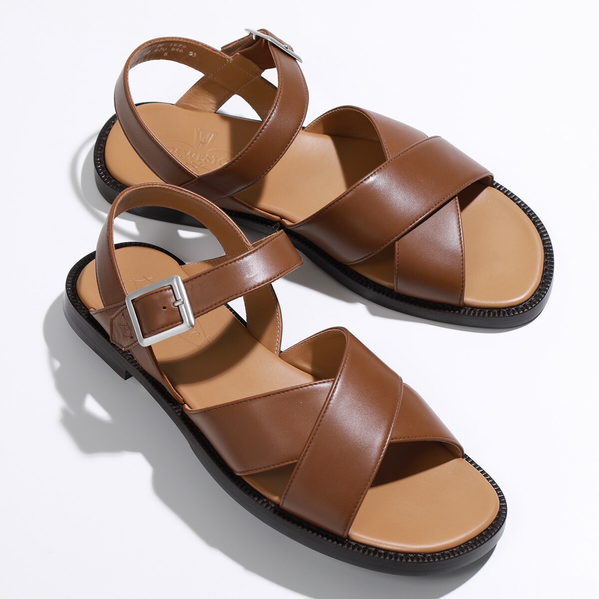 J.M. WESTON ジェイエムウエストン サンダル Double V #946 ダブルユーバックル 13G8GJU94653 メンズ クロスベルト バックルストラップ 靴 Tan