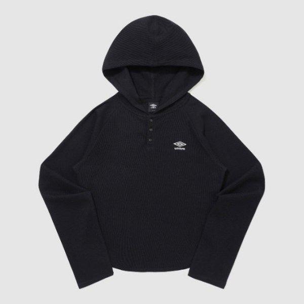 長袖Tシャツ VQA UR122CRL31-BLK ウーマンズ リブ フード付き長袖Tシャツ BLACK