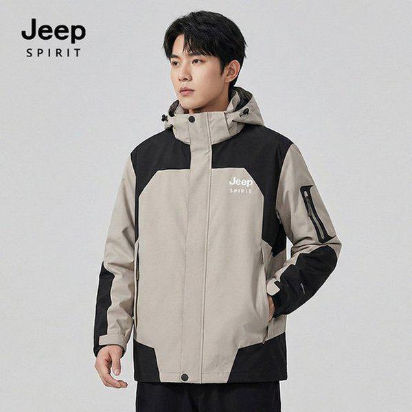 JEEP SPIRIT 共用カラー配色機能性ウインドブレーカー ベージュ (JSFAJK191)