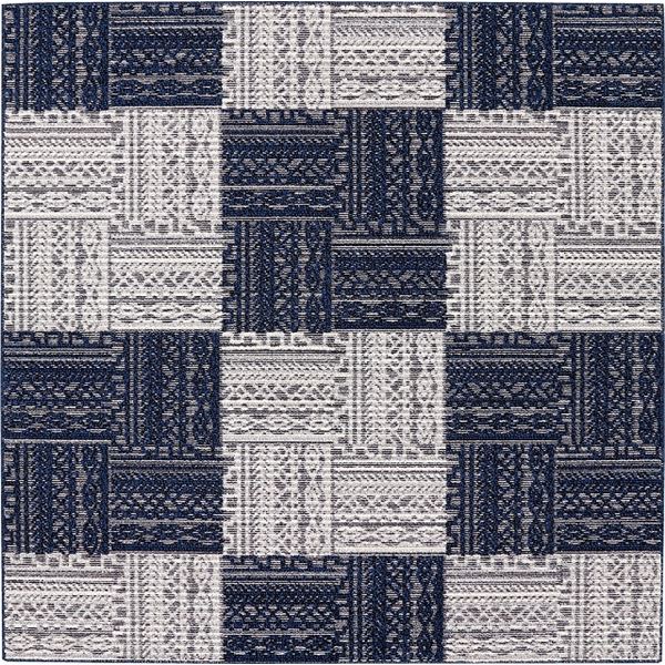 撥水 ラグマット/絨毯 [約190x190cm ブルー] 『カイン』 プレーベル