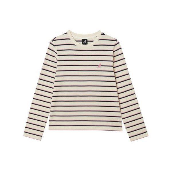 長袖Tシャツ CQK KRFW-LT35420IV ウーマンズ ストライプ 長袖 Tシャツ 3542 アイボリー