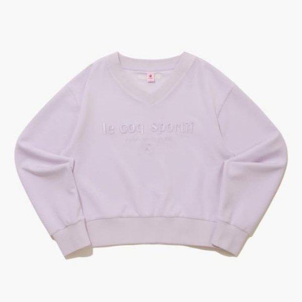 長袖Tシャツ UQC QQ122OFS11-LLV ウーマンズ モーダル ダブルテンション Vネック スウェットシャツ / ラベンダー