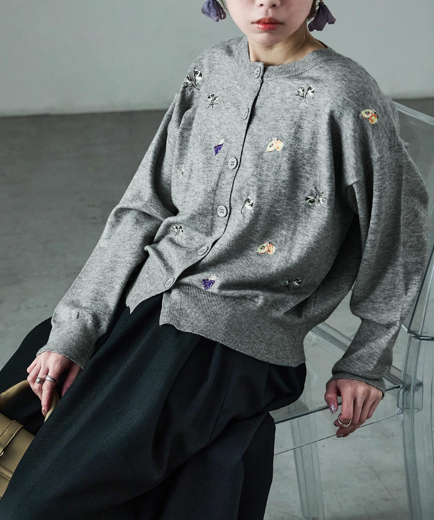 レトロ刺繍 クルーニットカーディガン セーター ボレロ カーディガン ニット 花柄 植物 果物 ゆったり 長袖 レディース 大人 韓国ファッション ママコーデ 高身長 低身長