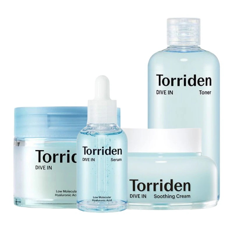 ダイブイン 4点 セット(トナーパッド80枚+化粧水300ml+セラム50ml+クリーム100ml) / 韓国人気 大容量 乾燥肌 保湿 化粧水 乳液 スキンケアセット