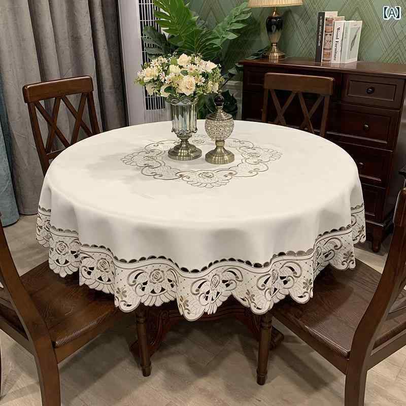 テーブルクロス 円形 布 おしゃれ 花 レース 刺繍 丸型 傷防止 滑りにくい 120 200 220cm 大きめサイズ ラウンド デスク 椅子 カバーリビング 寝室 ホテル レストラン インテリア