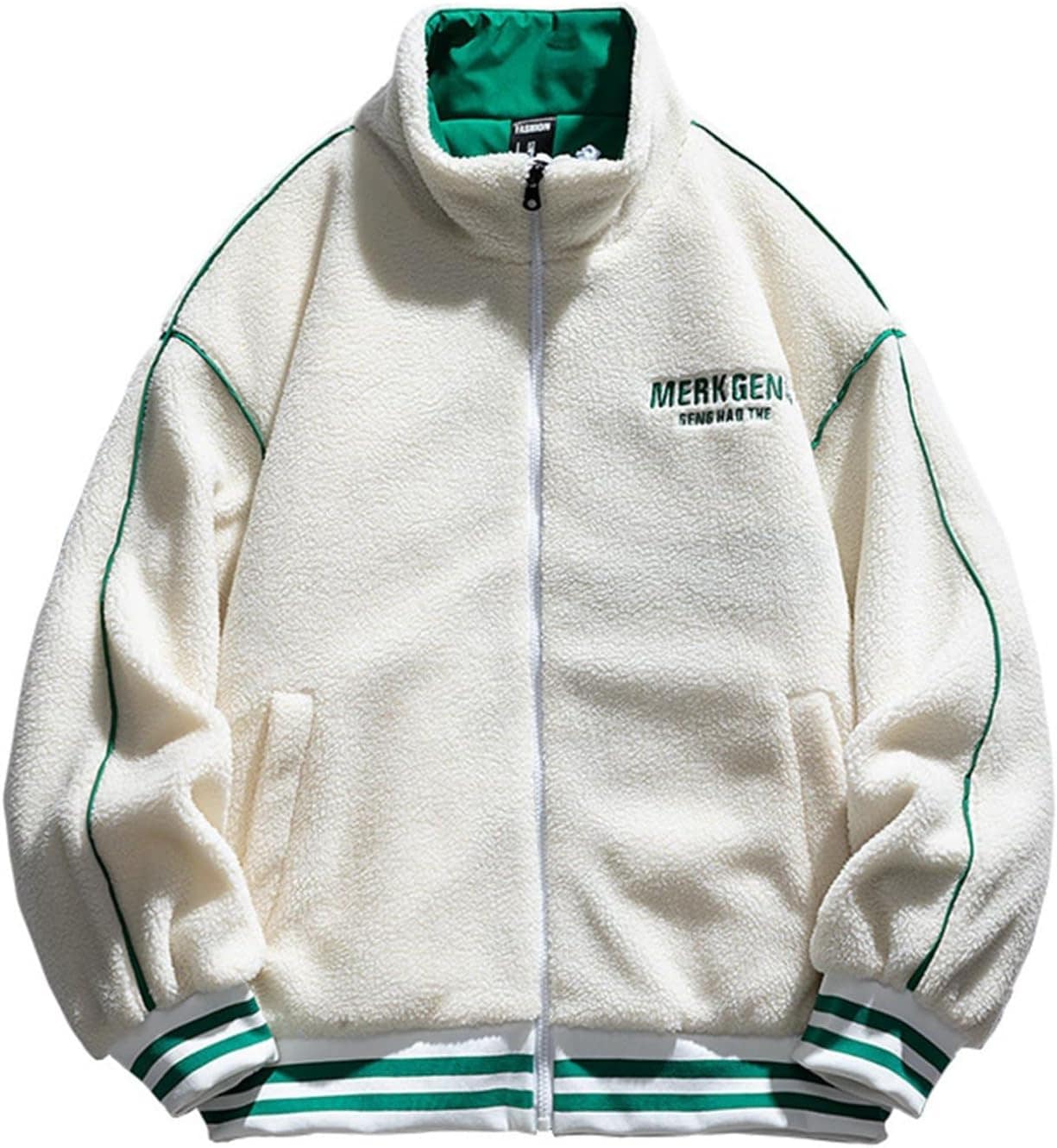 メンズ ボアジャケット モコモコ 厚手 中綿ジャケット ボアブルゾン ジャンパー カジュアル 冬物 ボアコート アウター 大きいサイズ 立ち襟 綿服 ストリート スタジャン アウト