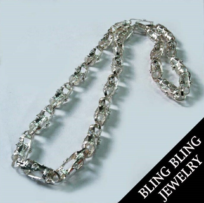 セール HIPHOPジュエリー メンズ ネックレス ジルコニア 入り シルバー 925 プレーティング チェーン ストリート スタイル ヒップホップ アクセサリー ブリンブリン ジュエリー HIP