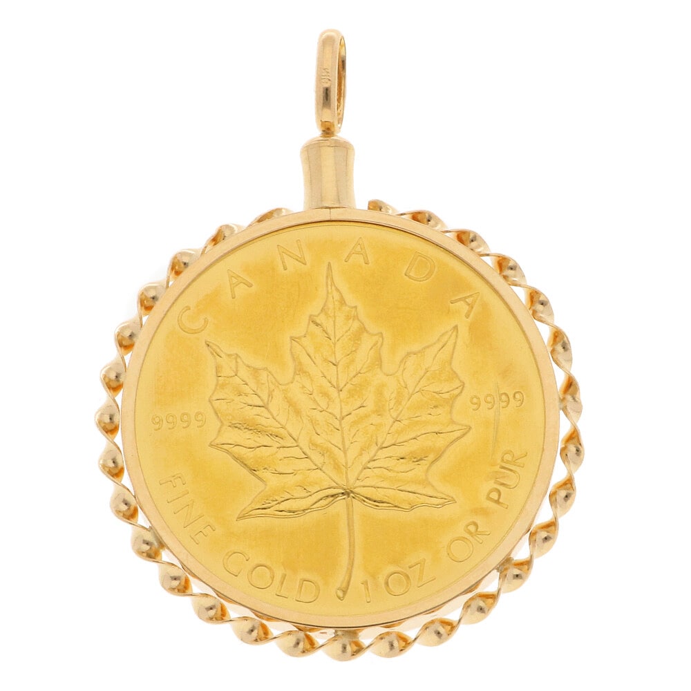 カナダ メイプルリーフ 50ドル 1オンス 1986 ペンダントトップ コインペンダント K24ゴールド 中古 美品