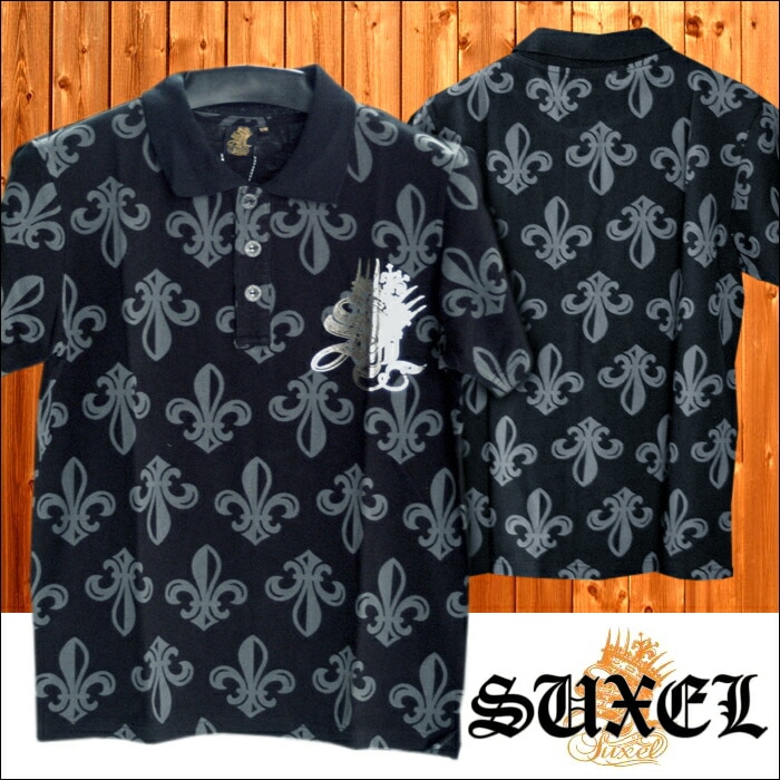 セール サクエル メンズ ポロシャツ ユリ ブラック シルバー SUXEL 半袖 ポロ シャツ ストリート LA スタイル ブランド 411 フォーダブワン 掲載 HIPHOP ウェアー B系 服