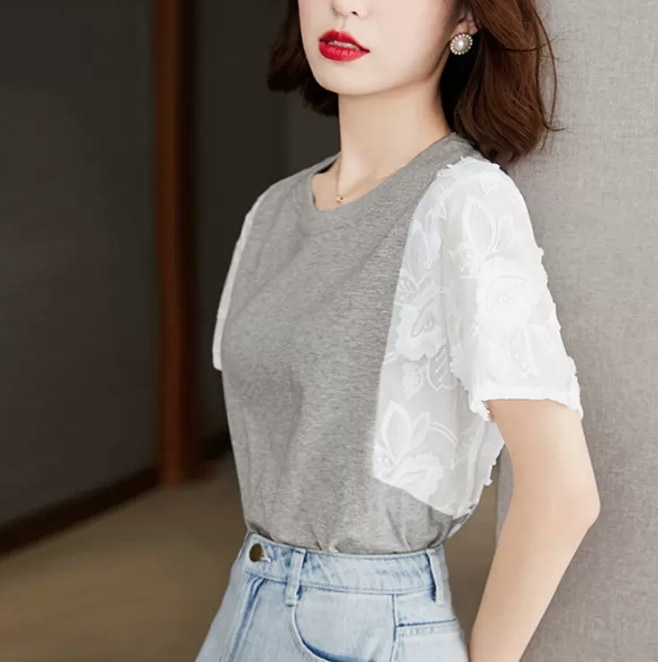 トップス デート シャツ ブラウス カットソー 袖あり 半袖 かわいい 大人可愛い きれいめ シンプル カジュアル 大人 上品 おしゃれ お洒落 主役級 存在感 夏 10代 20代 30代 レディース 5,378円