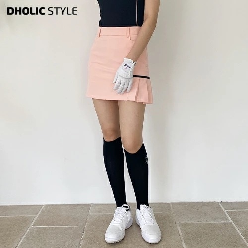 パンツ裏地配色ラインプリーツヘムスカート・p370632