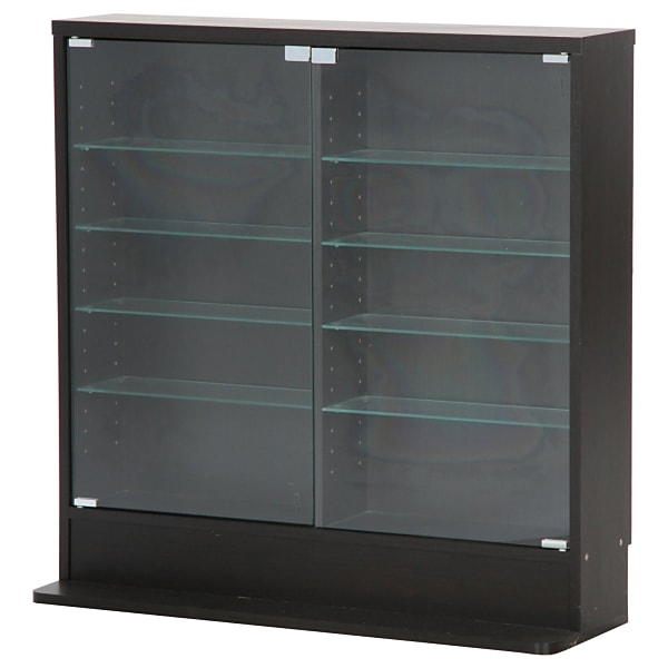 不二貿易 96070 ガラスコレクションケース ロータイプ 浅型 BK ブラック メーカー直送