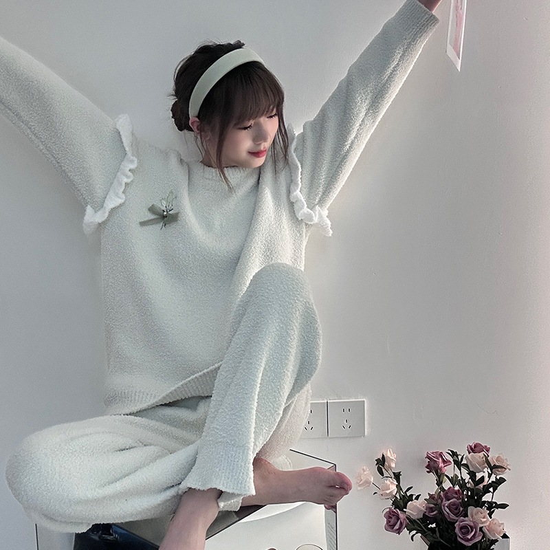 女性用キャミ冬用パジャマ小さなコーラルベルベット厚くて甘くて 