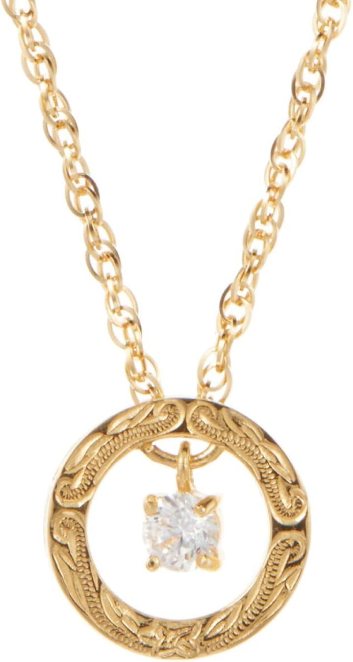 Piena ピエナサージカルステンレス316L ハワイアンジュエリー リング ラウンド サークル プルメリア スクロール ネックレス レディース ゴールド 40cm(ゴールド 40cm)