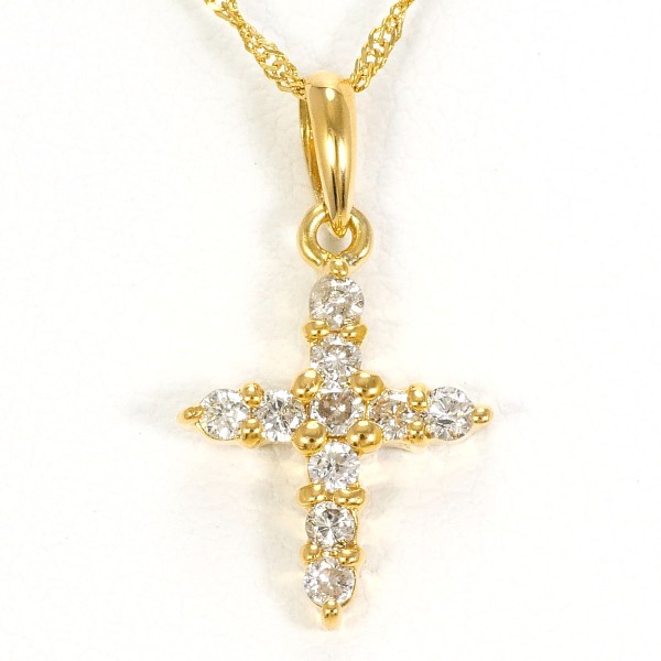 K18 18金 YG イエローゴールド ネックレス ダイヤ 0.20 約40cm ジュエリー 中古