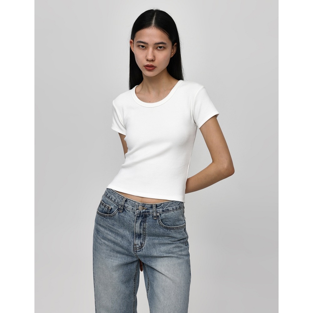 ブラックアップ [2万部販売] [B-BASIC] UネックリブショートスリーブTシャツ（2サイズ）